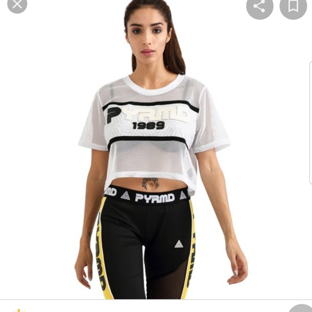 Black Pyramid Mesh Crop Top